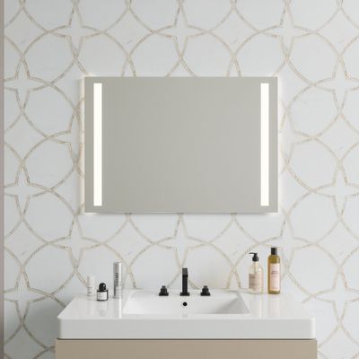 Bathroom mirrors - LED Mirror, 2 Light Strips (100x70cm) - SCANDINAVIAN GLASSFACTORY