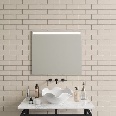 Bathroom mirrors - LED Mirror, 1 Light Strip (80x60cm) - SCANDINAVIAN GLASSFACTORY