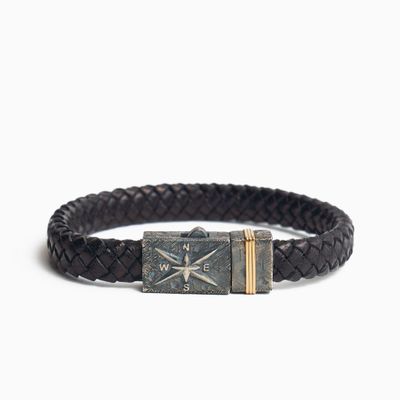 Bijoux - Bracelet en cuir tressé avec fermoir à boussole - VIBE JEWELRY