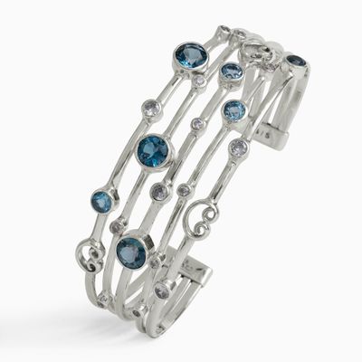 Cadeaux - Bracelet Manchette à cinq anneaux avec pétroglyphes et pierres - VIBE JEWELRY