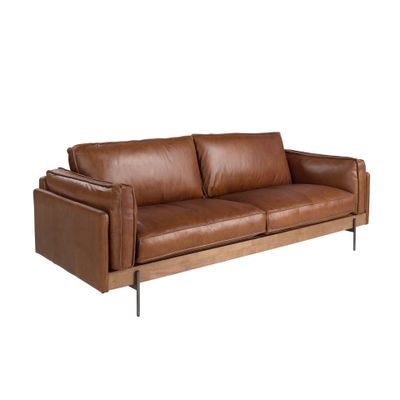 Sofas - 3-seat sofa in tobacco brown leather - ANGEL CERDÁ