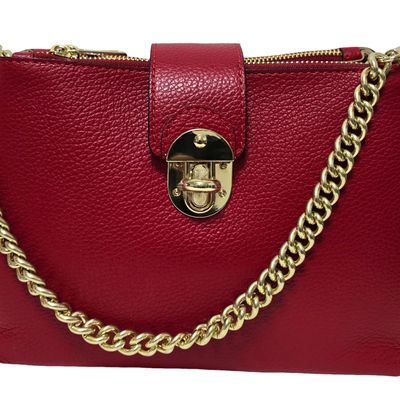 Leather goods - Sac en cuir rouge avec chaîne - L'OFFICIEL SRL