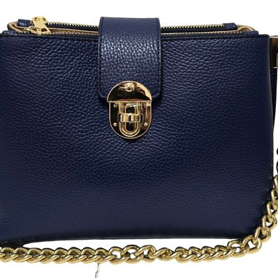 Leather goods - Sac en cuir blue avec chaîne - L'OFFICIEL SRL