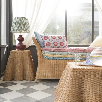 Other tables - Cordona scalloped rattan side table - MAHE HOMEWARE