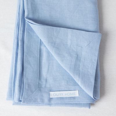 Table linen - Blue Linen Tablecloth 140 x 180 cm - OURY HOME