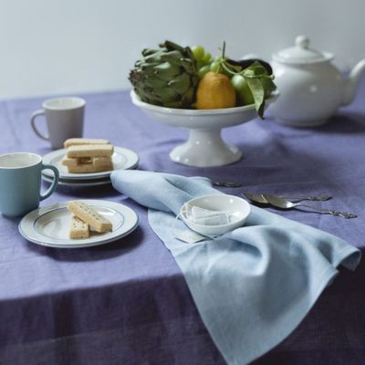 Table linen - Violet Linen Tablecloth 140 x 260 cm - OURY HOME