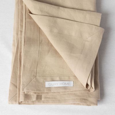 Table linen - Beige Linen Tablecloth 140 x 180 cm - OURY HOME