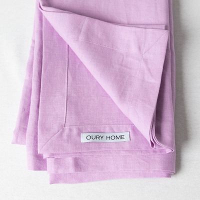 Table linen - Pink Linen Tablecloth 140 x 260 cm - OURY HOME