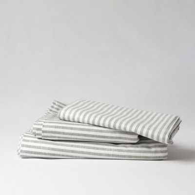 Table linen - Grey Stripes Linen Tablecloth 140 x 180 cm - OURY HOME