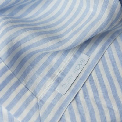 Table linen - Blue Stripes Linen Tablecloth 140 x 260 cm - OURY HOME