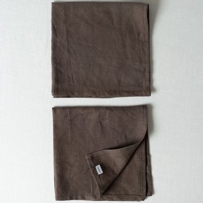 Linge de table textile - Serviettes brunes (lot de 2) - OURY HOME