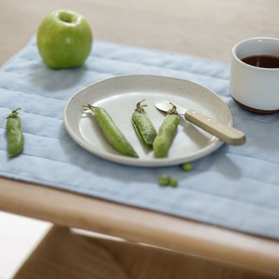 Linge de table textile - Set de table en lin bleu et beige - OURY HOME