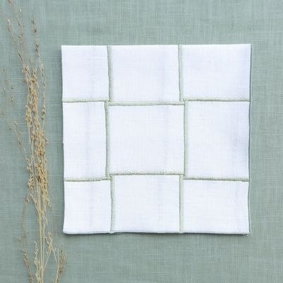 Table linen - Linen Napkin - QUADRO Sage Green - GIARDINO SEGRETO