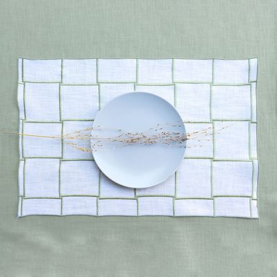 Table linen - Linen Placemat - QUADRO Sage Green - GIARDINO SEGRETO