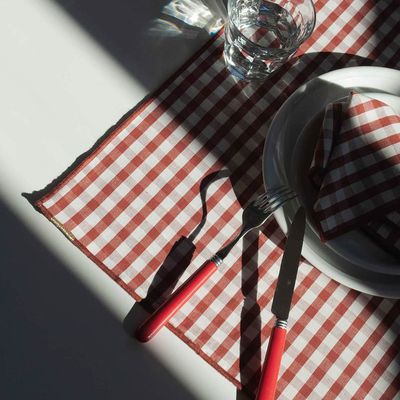 Table linen - Vichy organic cotton linen napkins and placemats - LES PENSIONNAIRES