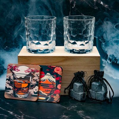 Cadeaux - Verre Japonais - AJI336 - Coffret cadeau, dessous de verre et glaçons - SOSTRAW & SMARTTHINGS