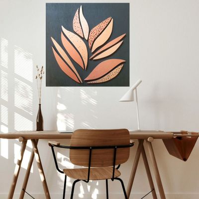 Tableaux - Décor mural texturée en bois & en relief - POUSSES DE VIE - vert kaki - LUMBRA BY PELLAS