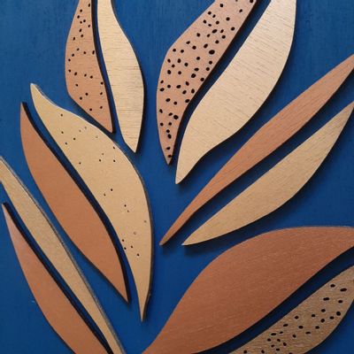 Other wall decoration - Textured wood & relief wall decoration - POUSSES OF LIFE - blue - LUMBRA BY PELLAS