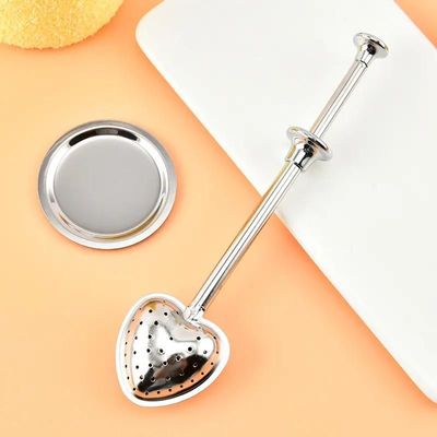 Tea and coffee accessories - Telescopic tea infuser - heart - stainless steel - SOSTRAW & SMARTTHINGS