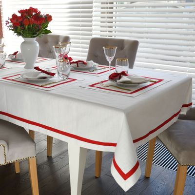 Table cloths - Tablecloth Red Stripes - ROSEBERRY HOME