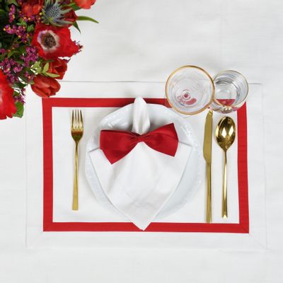 Table linen - Placemats Red Stripes - ROSEBERRY HOME