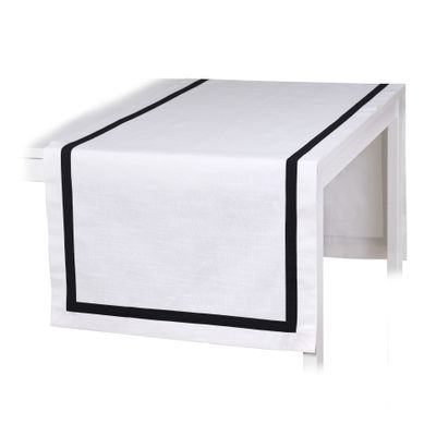 Linge de table textile - Chemin de table Rayures – Ruban noir (Style bistrot français) - ROSEBERRY HOME