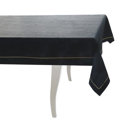 Table cloths - Tablecloth Royal Black Goldenline - ROSEBERRY HOME
