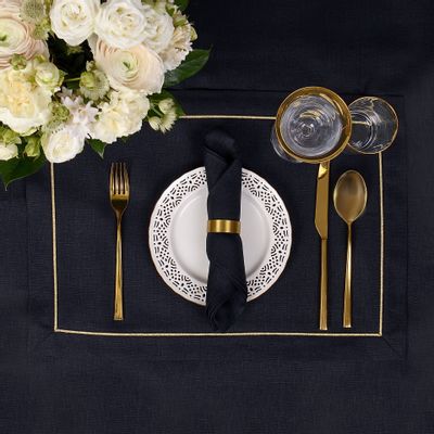 Table linen - Placemats Royal Black Goldenline - ROSEBERRY HOME