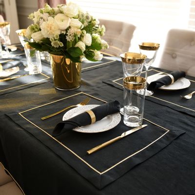 Serviettes - Linen Serviette de tables  Royal Black - ROSEBERRY HOME