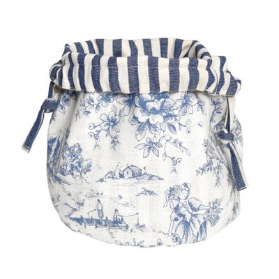 Food storage - Toile de Jouy Blue & Stripes Bread Bag –Coordinated Textile Collection - ROSEBERRY HOME