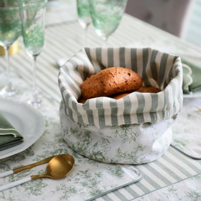 Boîtes de conservation - Sac à pain Toile de Jouy Vert & Rayures – Collection textile coordonné - ROSEBERRY HOME