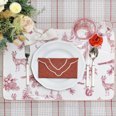 Linge de table textile - Les sets de table Toile de Jouy Red Forest 6 pieces - ROSEBERRY HOME