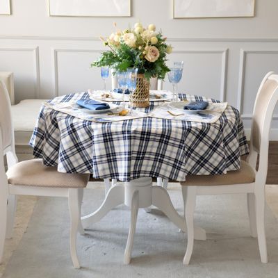 Table cloths - Tablecloth Blue Plaid - 130 cm x 300 cm - ROSEBERRY HOME