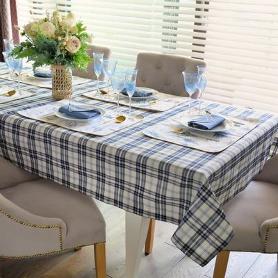 Table cloths - Tablecloth Blue Plaid - 130 cm x 300 cm  - ROSEBERRY HOME