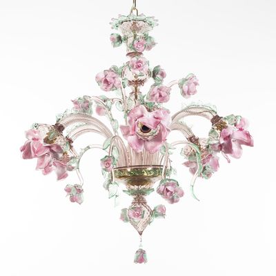 Ceiling lights - Murano glass floral chandelier — Roseto amethyst - BOTTEGA VENEZIANA