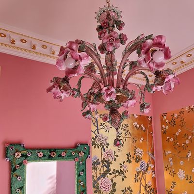 Ceiling lights - Murano glass floral chandelier — Roseto amethyst - BOTTEGA VENEZIANA