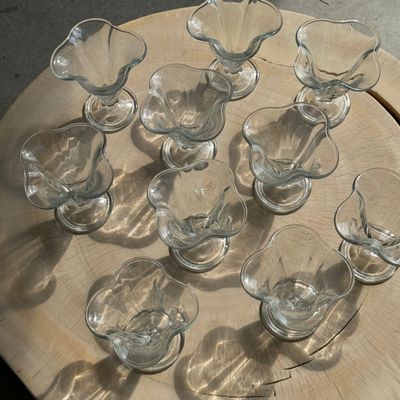 Stemware - 10 Vintage Flared Glass Ice Cream Cups - OFFICE OBJETS