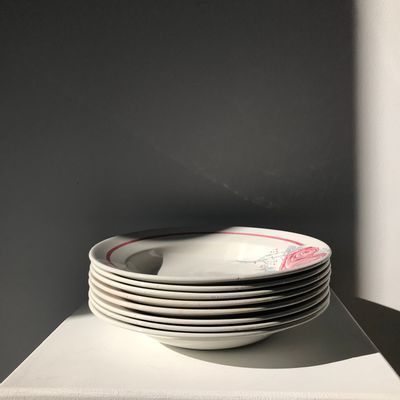 Assiettes au quotidien - 8 assiettes en faïence vintage Avranches décor de roses - OFFICE OBJETS