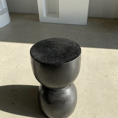 Stools - Black side table with two half-spheres in solid monoxyl wood - OFFICE OBJETS