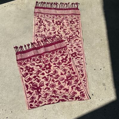 Fabrics - Batik light fuchsia print, Indonesian ceremonial fabric 185x50 - OFFICE OBJETS