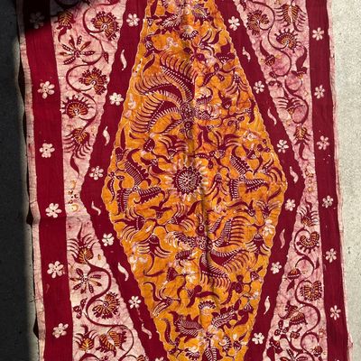 Fabrics - Batik Indonesian print predominantly red and orange 185x50 - OFFICE OBJETS