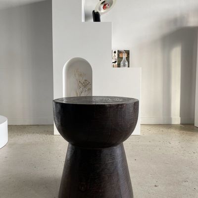 Stools - Monoxyl side table in solid wood, glossy brown color - OFFICE OBJETS