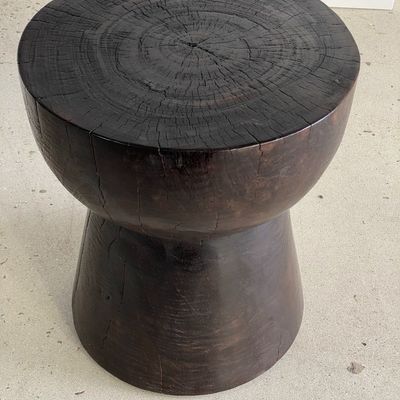 Tabourets - Bout de canapé monoxyle en bois massif couleur marron glacé - OFFICE OBJETS