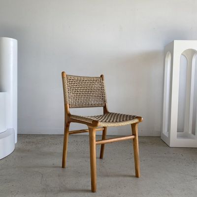 Chairs - Indoor or outdoor chair in teak and woven fiber - OFFICE OBJETS