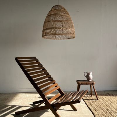 Lounge chairs - Foldable slatted teak lounge chair - OFFICE OBJETS