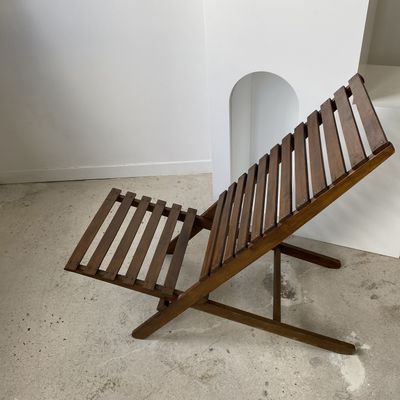 Lounge chairs - Foldable slatted teak lounge chair - OFFICE OBJETS