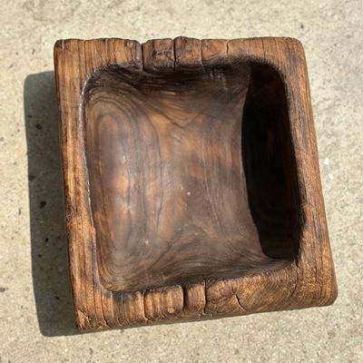 Sculptures, statuettes and miniatures - Square Dark Brown Asian Teak Cup - OFFICE OBJETS