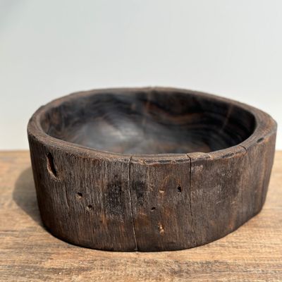 Sculptures, statuettes and miniatures - Oval Dark Brown Asian Teak Cup - OFFICE OBJETS