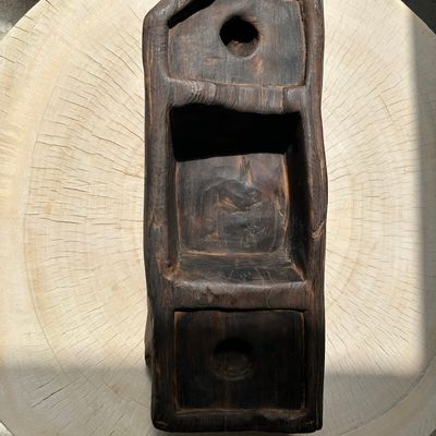 Sculptures, statuettes et miniatures - Coupe en teck asiatique brune foncée rectangulaire à compartiments - OFFICE OBJETS