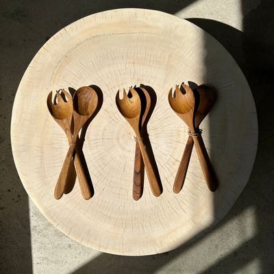 Kitchen utensils - Salad servers in natural monoxyl wood - OFFICE OBJETS